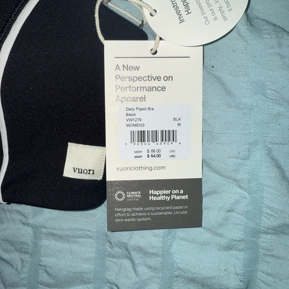 Black Athletic Scoop Sports Bra with White Piping - Picture 3 of 3